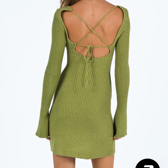 Princess Polly Green Ribbed Mini Dress - Picture 1 of 4